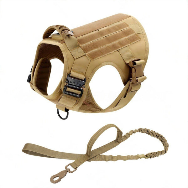 K9 No Pull Large Dog Harness Military Dog Tactical Vest & Leash Set