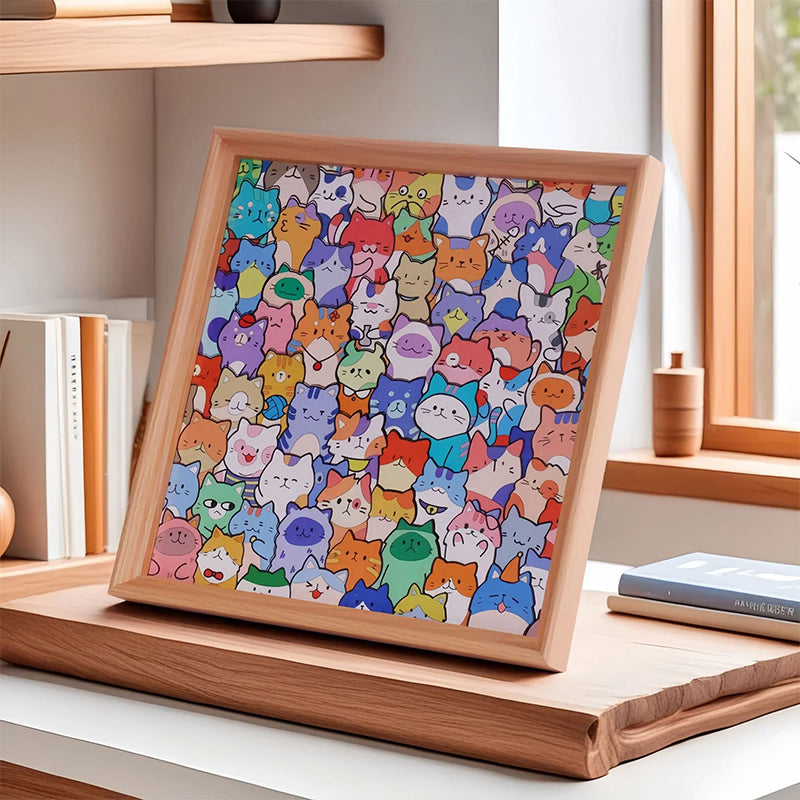 ✨ Cadre Puzzle Chat en Bois à Bricoler – Peignez, Créez et Exposez Vos Photos Préférées !