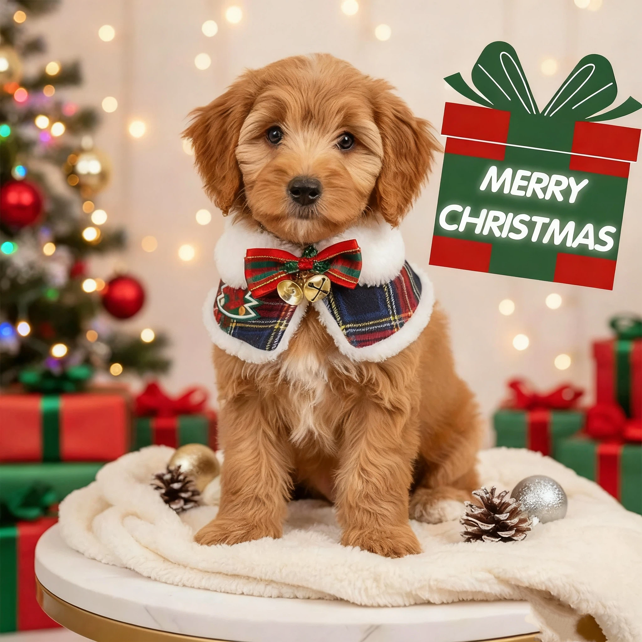 Foulard de Noël pour animaux avec col en peluche