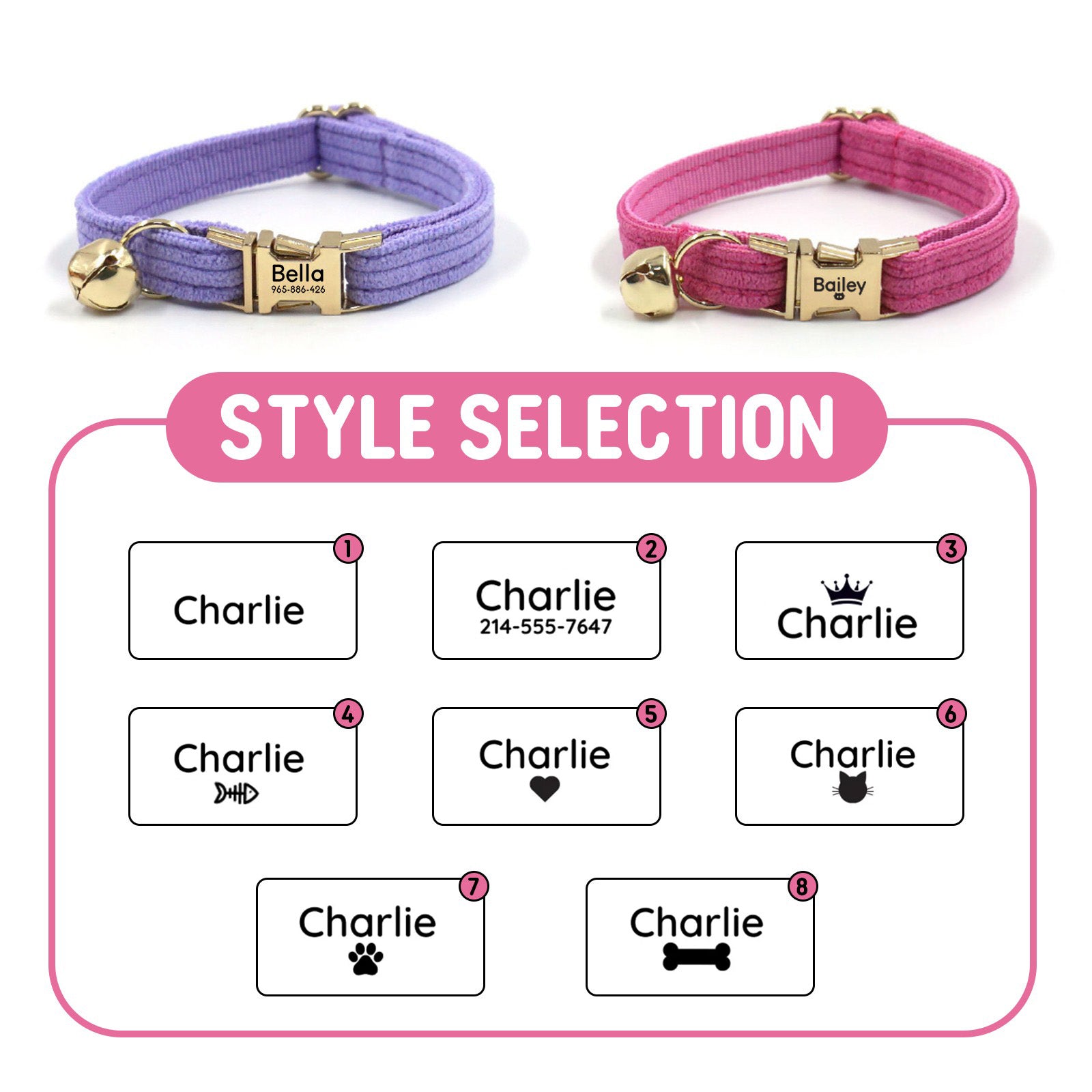 Personalized Velvet Engraved Cat Collar – Soft & Stylish with Custom Name Plate