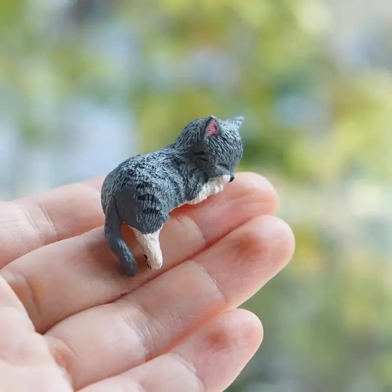 Hand-Painted Mini Cat Desk Figurines-Set of 5 Cute Cartoon Kitty Companions