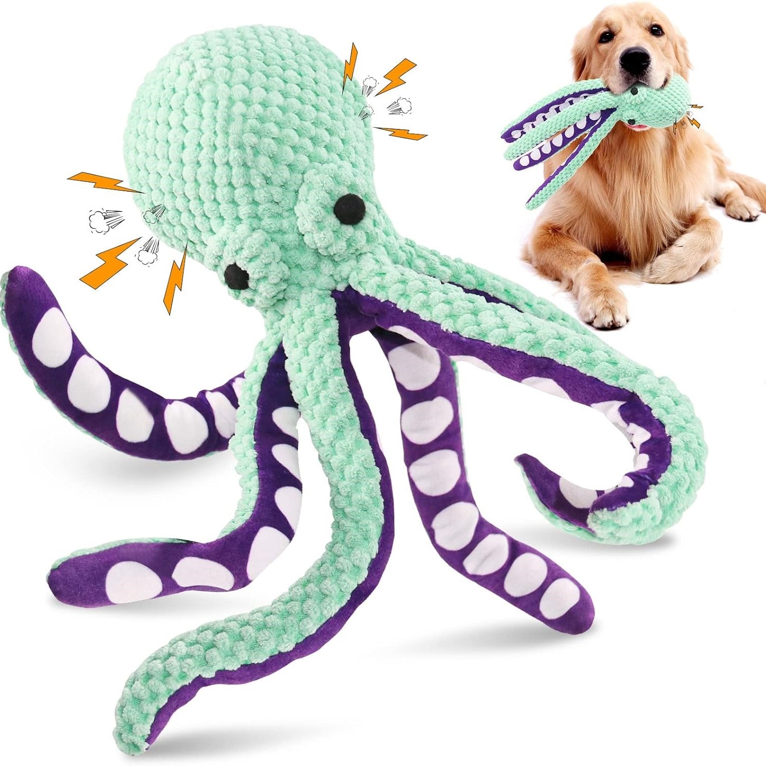 Jouets pour chiens poulpes couineurs en tissu doux