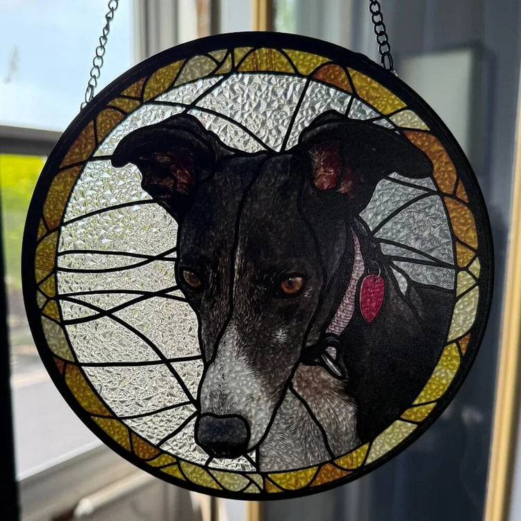 Mémorial personnalisé pour animaux de compagnie en vitrail attrape-soleil Cheval Chien Voiture