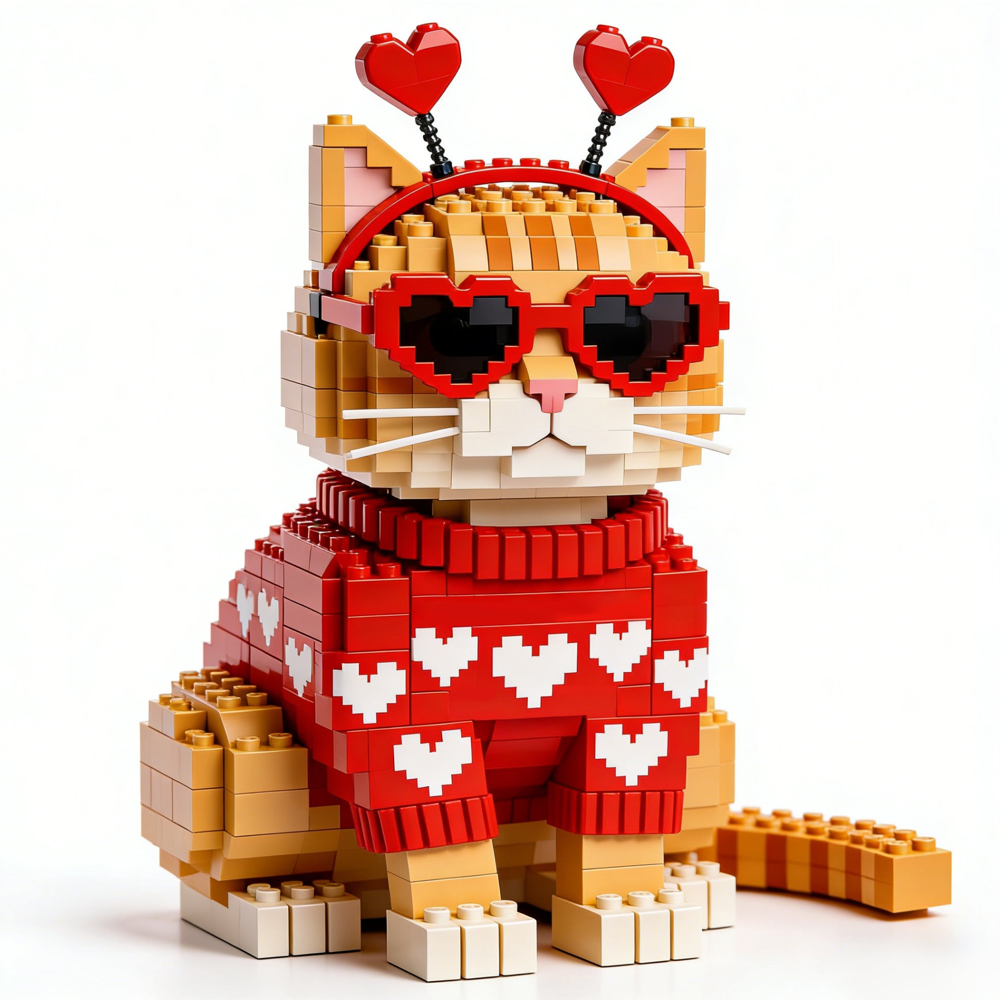 🧡Coffret de construction Brique Chat Roux Édition Amour