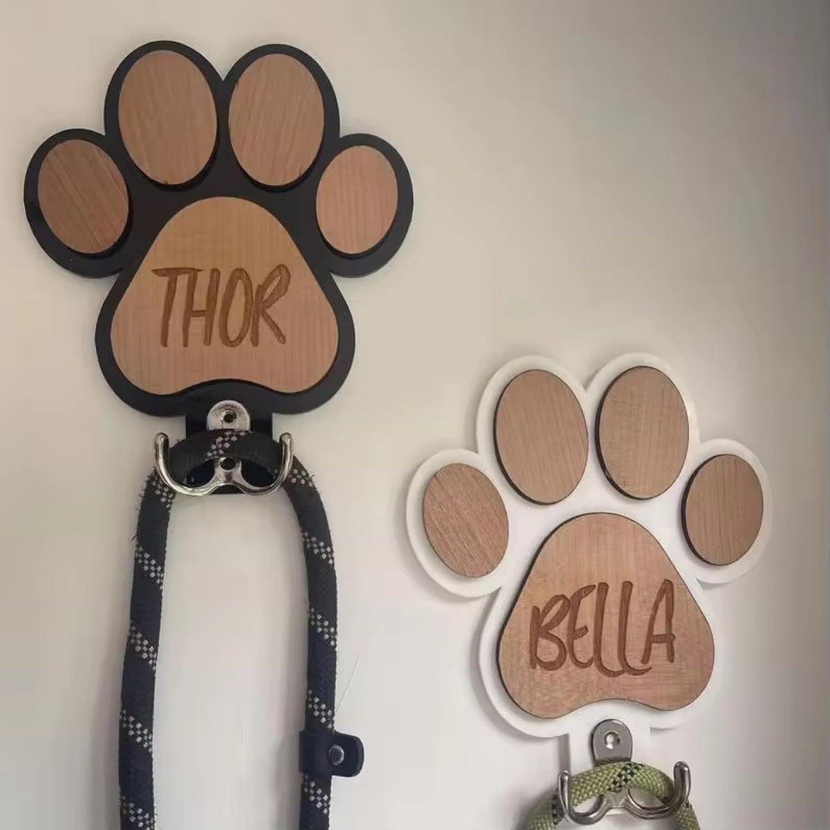 Support de laisse personnalisé en bois pour animaux