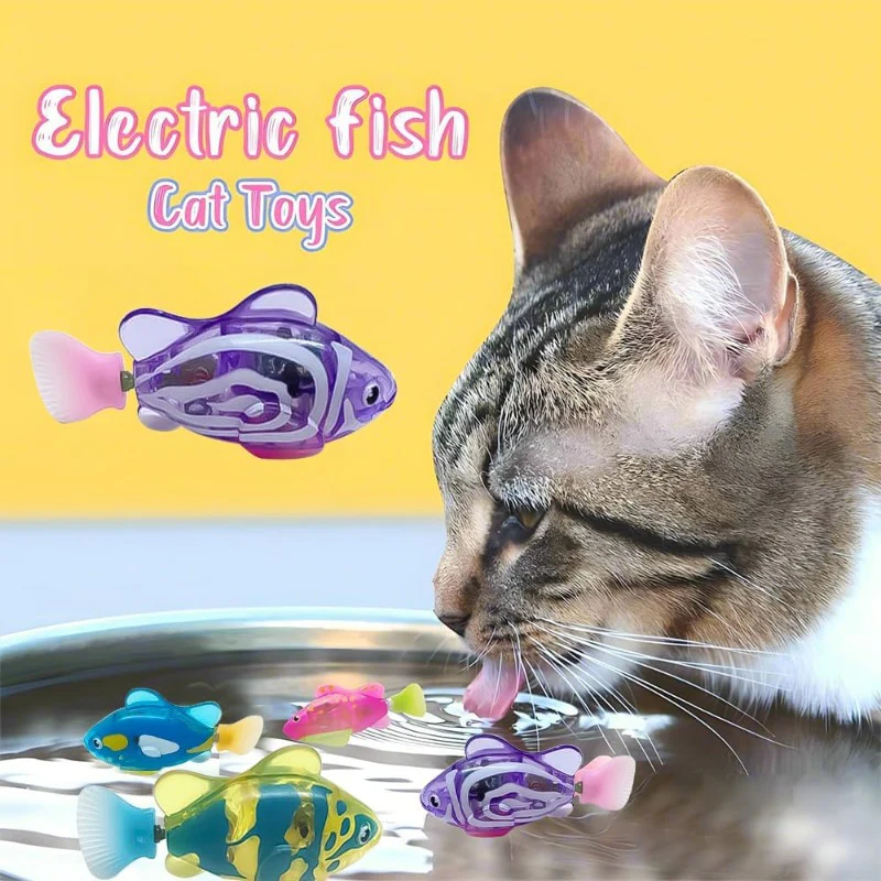 Jouet robotique interactif en forme de poisson à LED pour animaux de compagnie