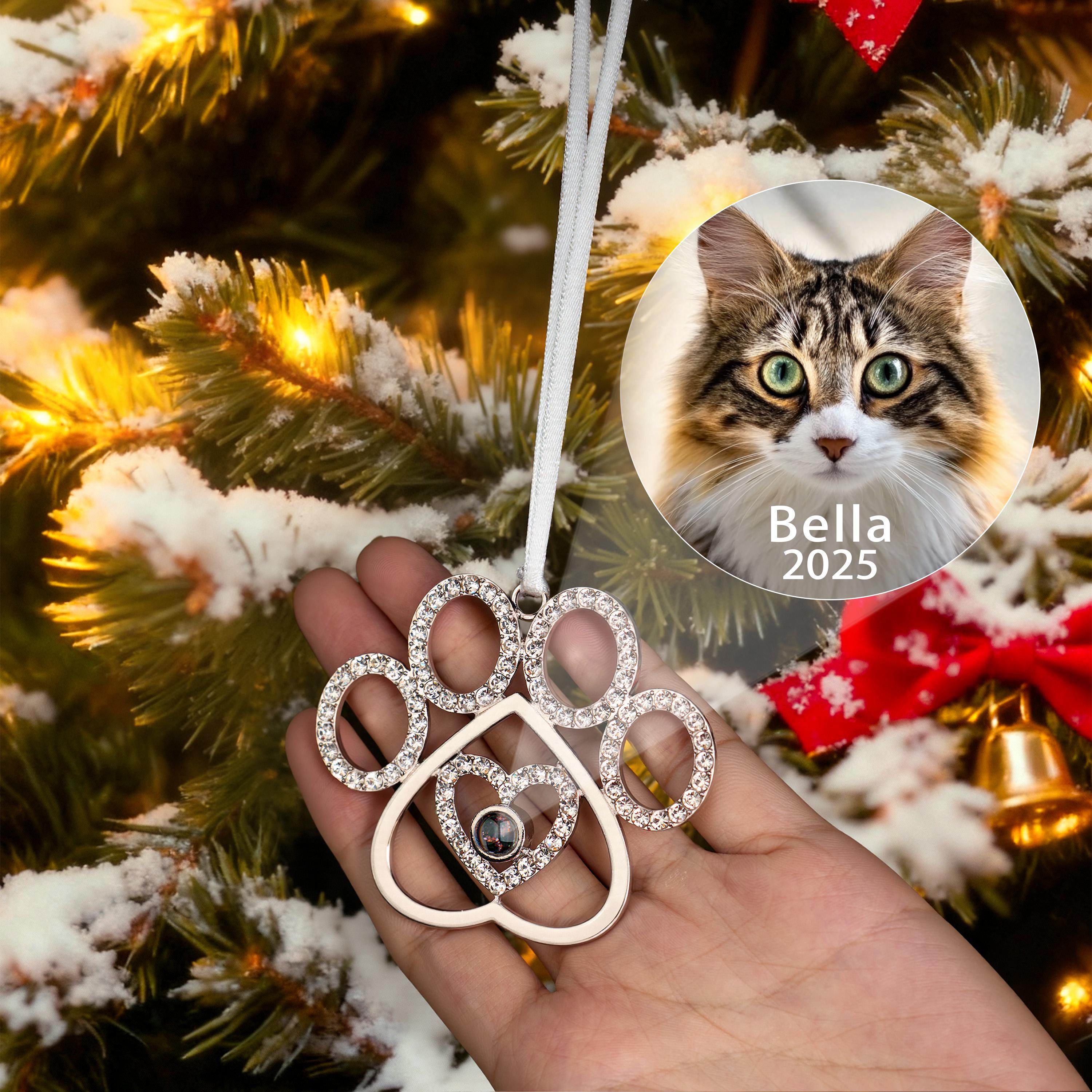 Ornement de Noël personnalisé avec projection photo de votre animal