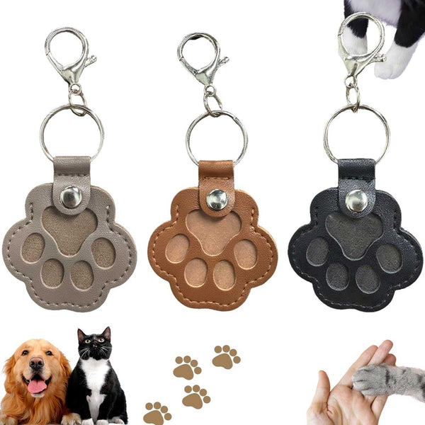 Dog Hair Keychain Leather Paw Print - For Backpack or Tote Bag - Pack of 3