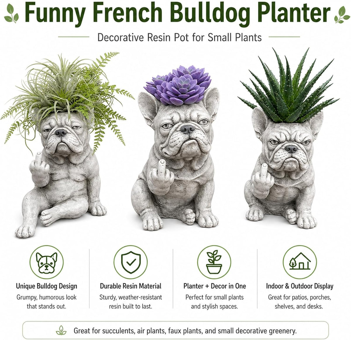 GRUMPY DOG PLANTER-Funny French Bulldog Planter