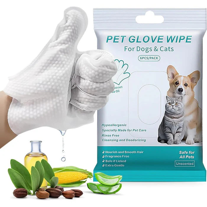 Gants de toilettage sans rinçage pour animaux de compagnie