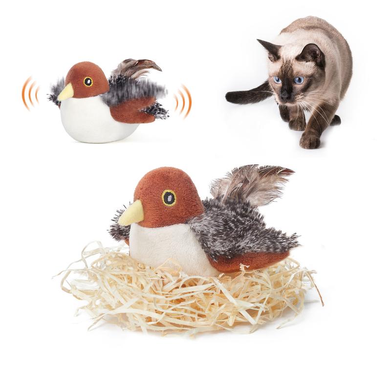 Jouet pour chat YoPoll en forme d'oiseau interactif et gazouillant