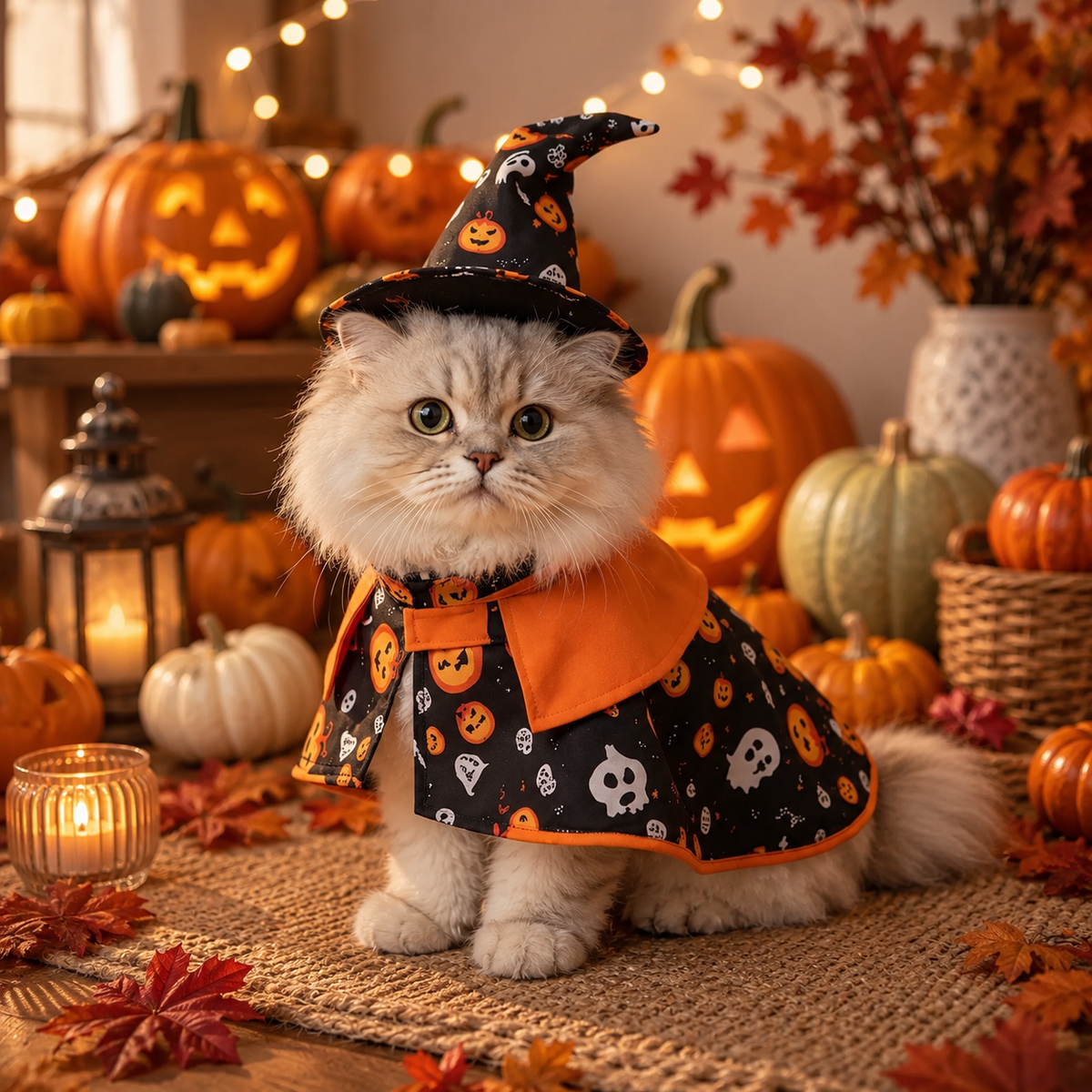 Pumpkin Ghost Cape and Hat Set