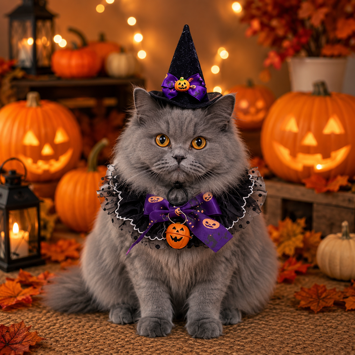 Cat Witch Hat and Bandana Set