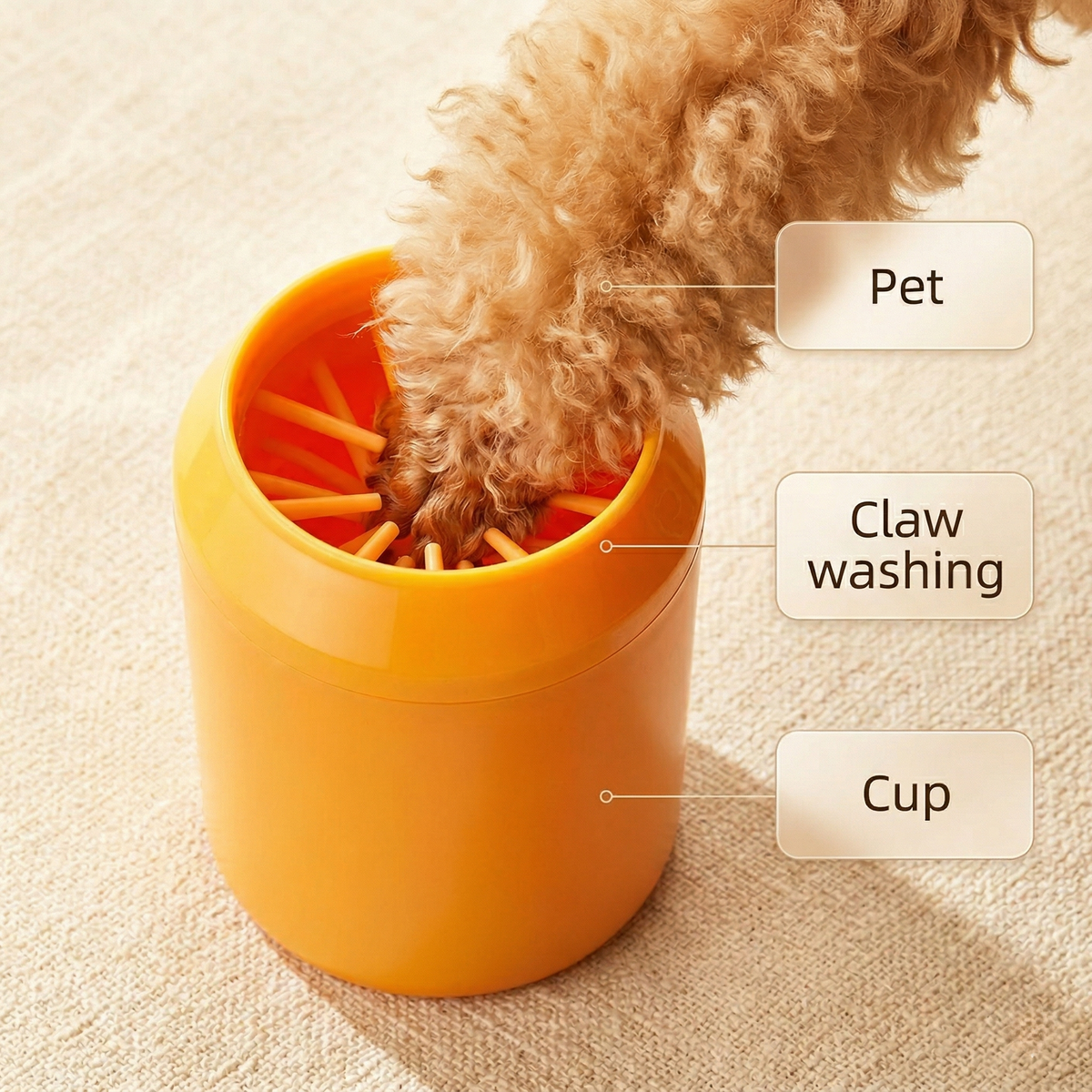 Nettoyeur de Pattes Portable pour Chiens - Brosses en Silicone à 360° pour Pattes Boueuses
