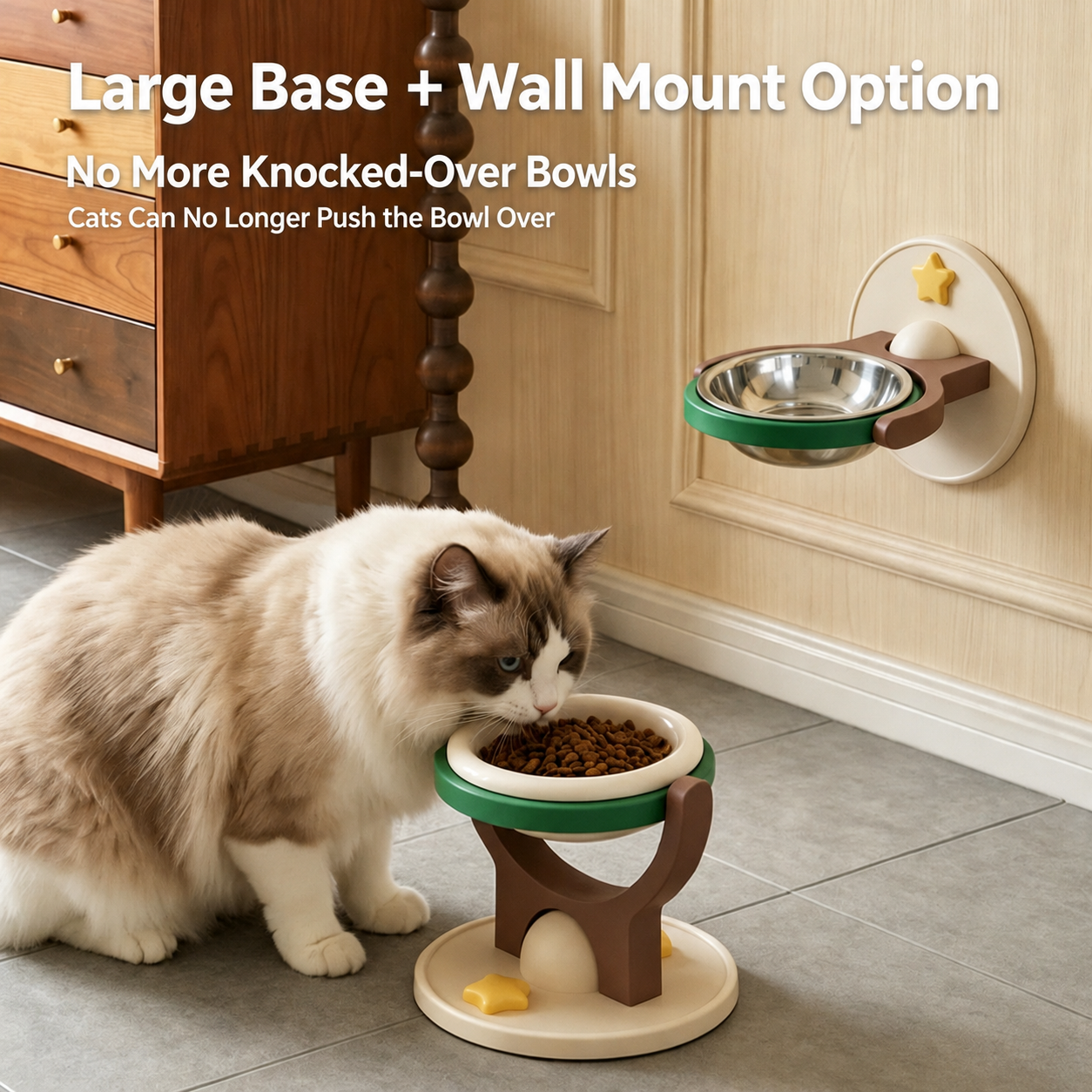 2-in-1 Wall Mounted & Elevated Cat Bowl