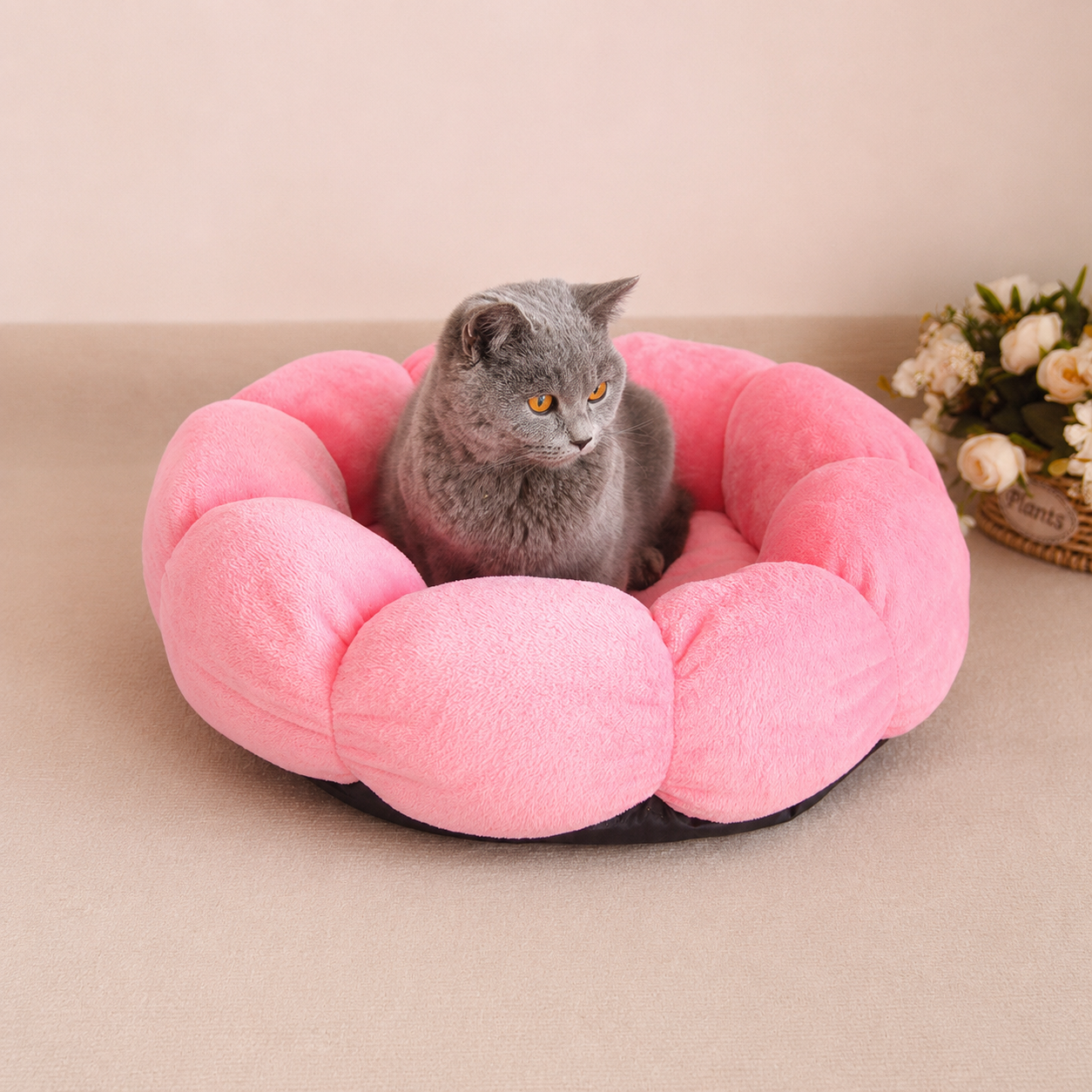 Panier pour chat en forme de pétale