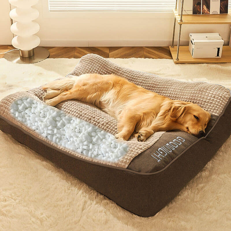 Grand lit coussin épais et anti-rayures pour chien avec protection de la colonne vertébrale