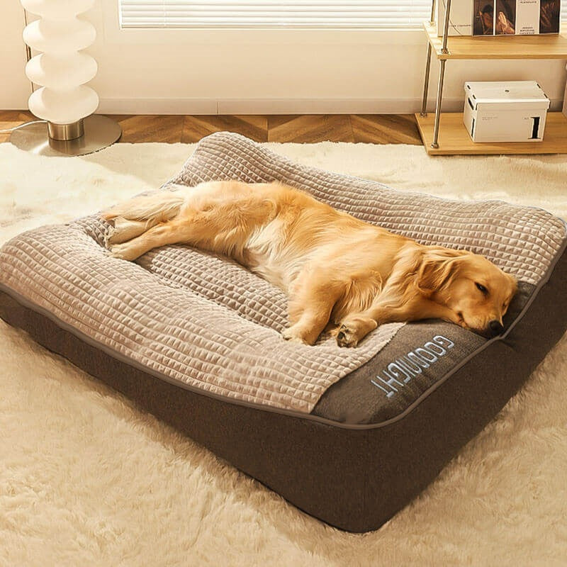 Grand lit coussin épais et anti-rayures pour chien avec protection de la colonne vertébrale
