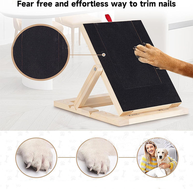 Griffoir pour chien en bois avec boîte à friandises et lime à ongles