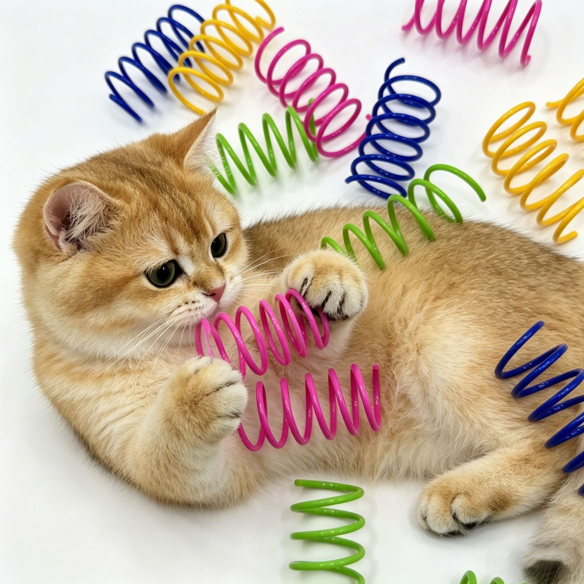 Jouets pour chat à ressort en plastique coloré