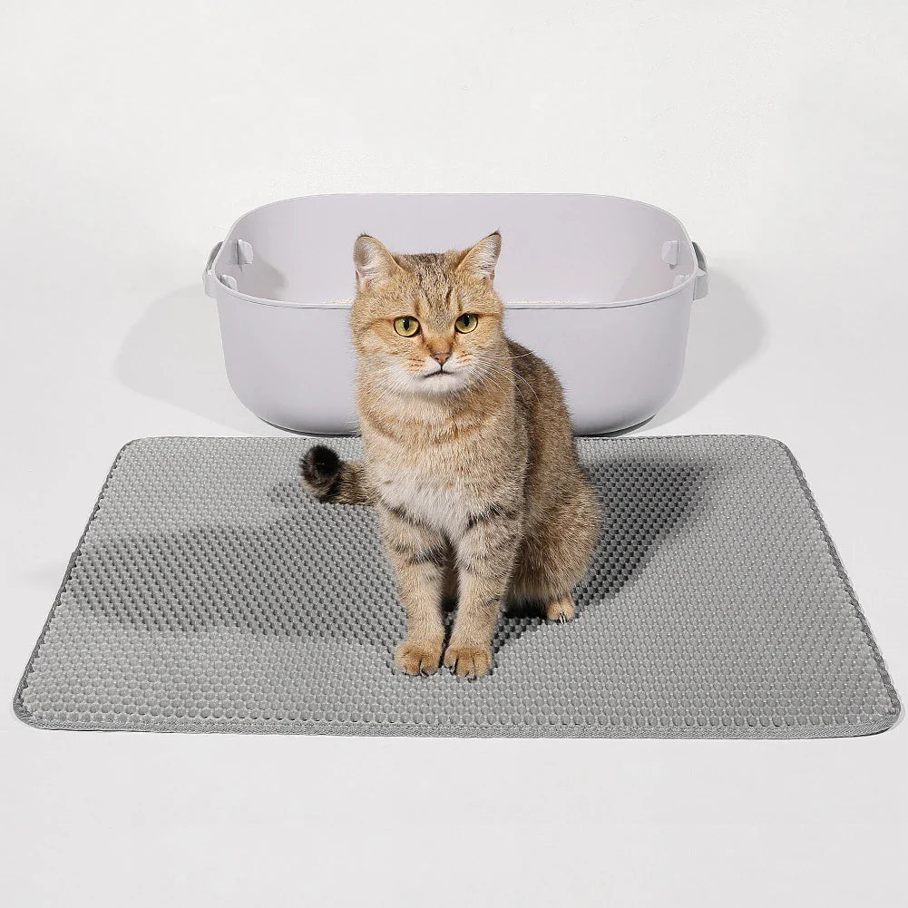 Tapis de litière pour chat double couche – Antidérapant, imperméable et durable