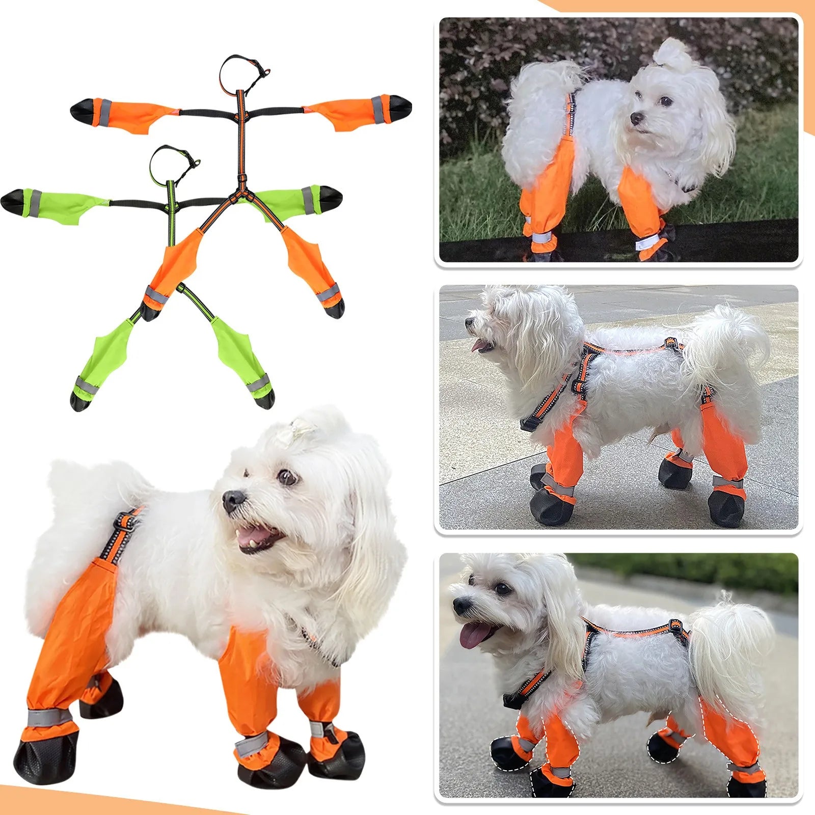 Chaussures imperméables réglables pour chiens avec bretelles