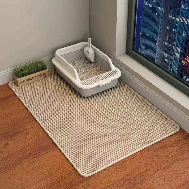 Tapis de litière pour chat double couche – Antidérapant, imperméable et durable