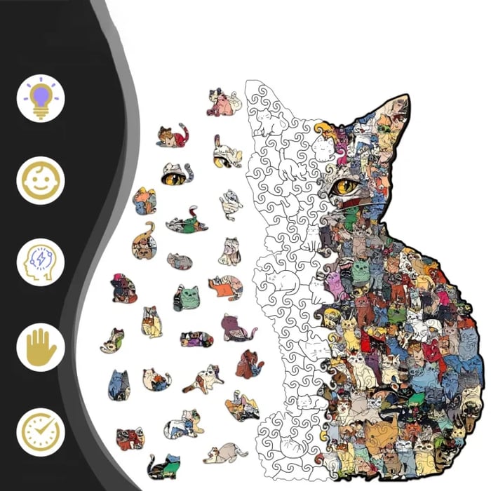 194-Piece Colorful Cat-Shaped Wooden Piggy Bank Puzzle🧩