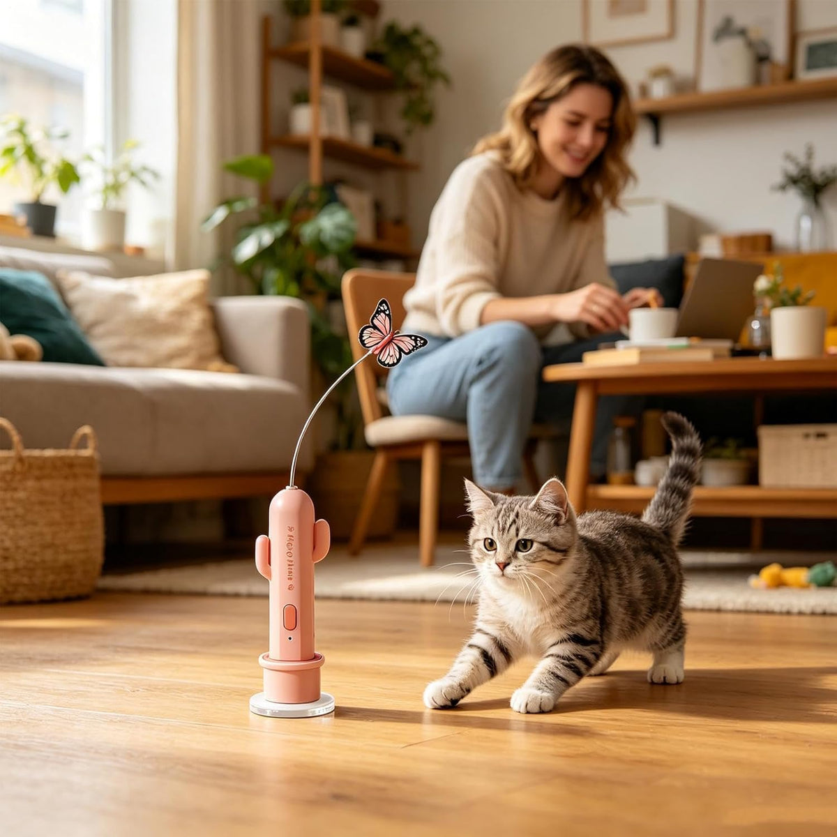 Electric Cat Toy - Cactus Shaped Interactive Wand