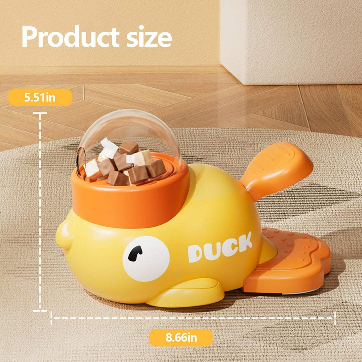 Jouet distributeur de nourriture lent interactif pour chats en forme de canard
