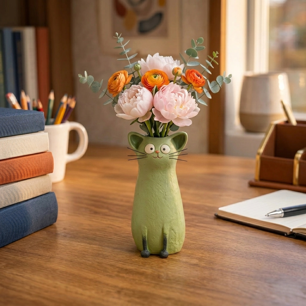 Handcrafted Quirky Cat Vase