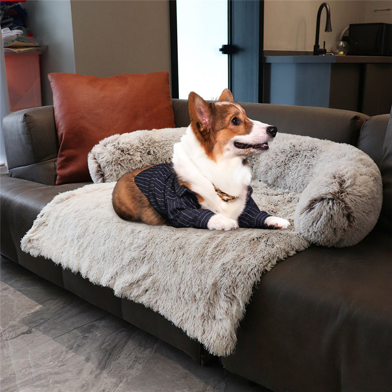 Lit douillet 4 en 1 apaisant en fausse fourrure pour chiens et chats