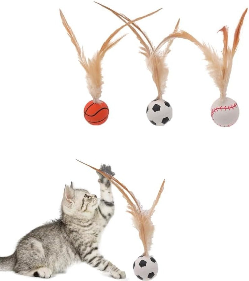 Ensemble de Jouets Interactifs avec Balle en Plumes pour Chats