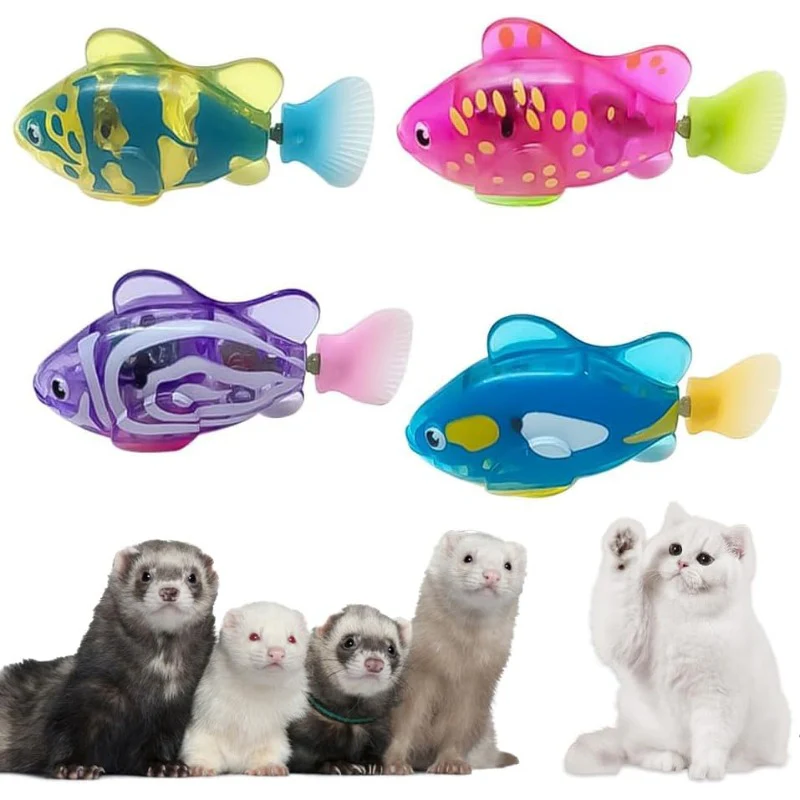 Jouet robotique interactif en forme de poisson à LED pour animaux de compagnie