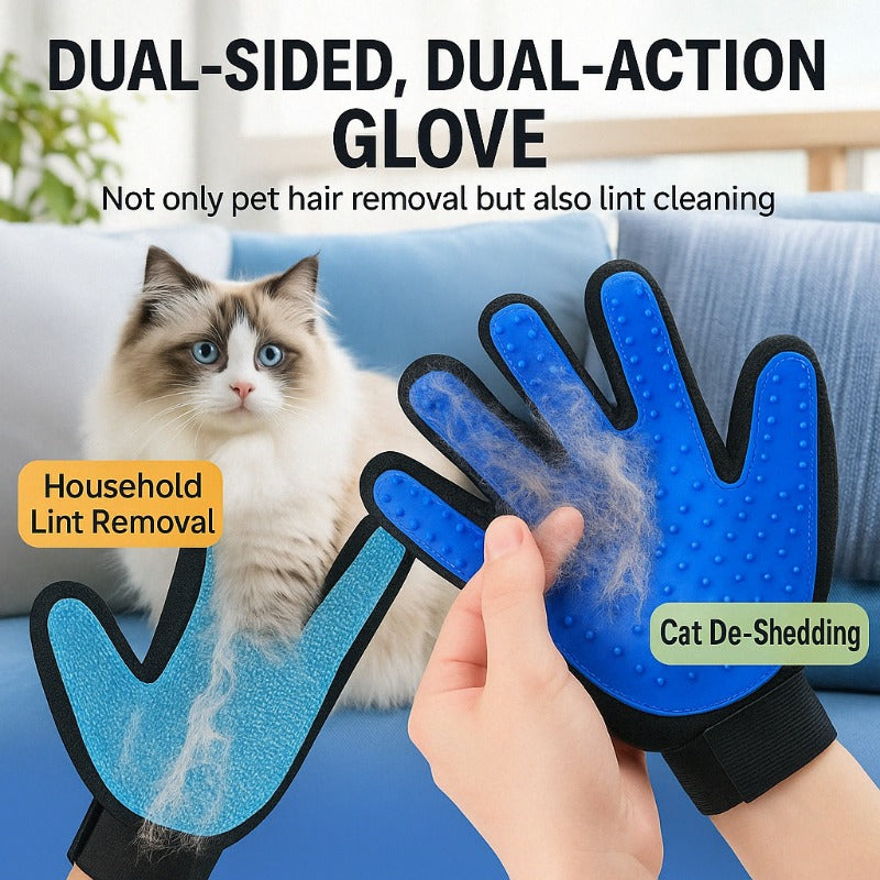 Gant de toilettage et anti-peluches double action