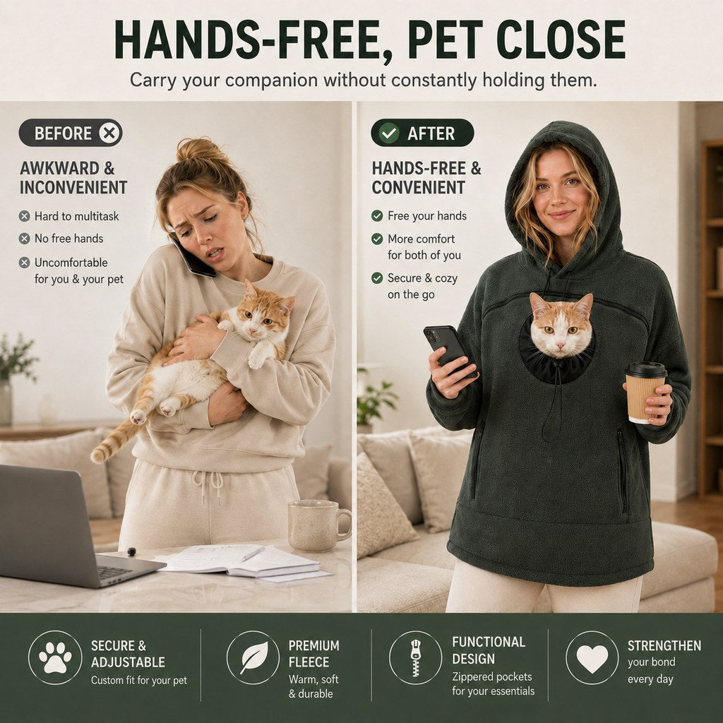 Hands-Free Pet Carrier Hoodie with Front Pouch