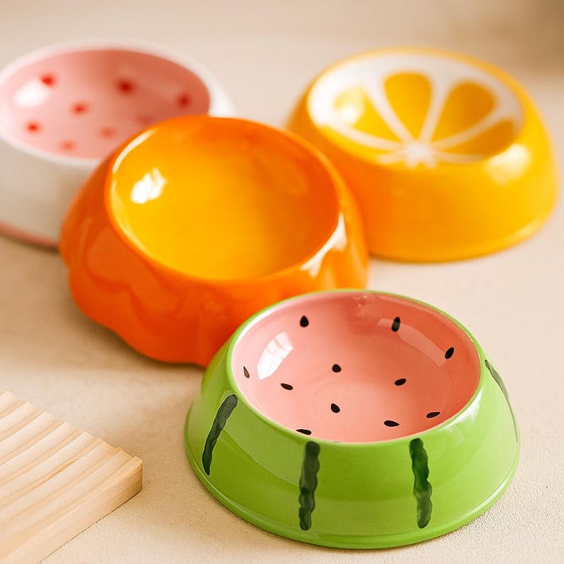 Jolie gamelle en céramique pour animaux de compagnie – Motif fruits