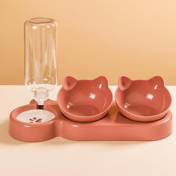 3-in-1 Tilted Pet Bowl Set with Water Dispenser