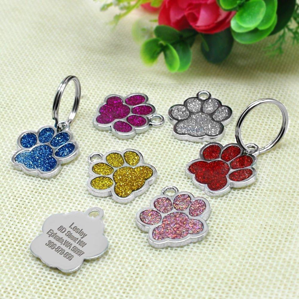 Paw Sparkly Shape Stainless Steel Dog ID Tag