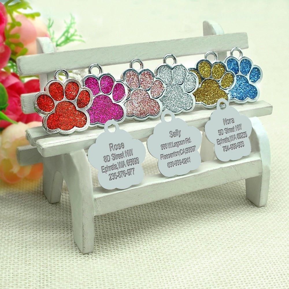 Paw Sparkly Shape Stainless Steel Dog ID Tag