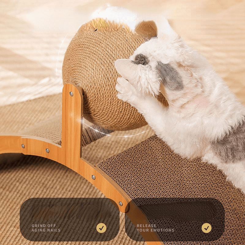Natural Sisal Cat Scratching Ball With Cardboard Pad