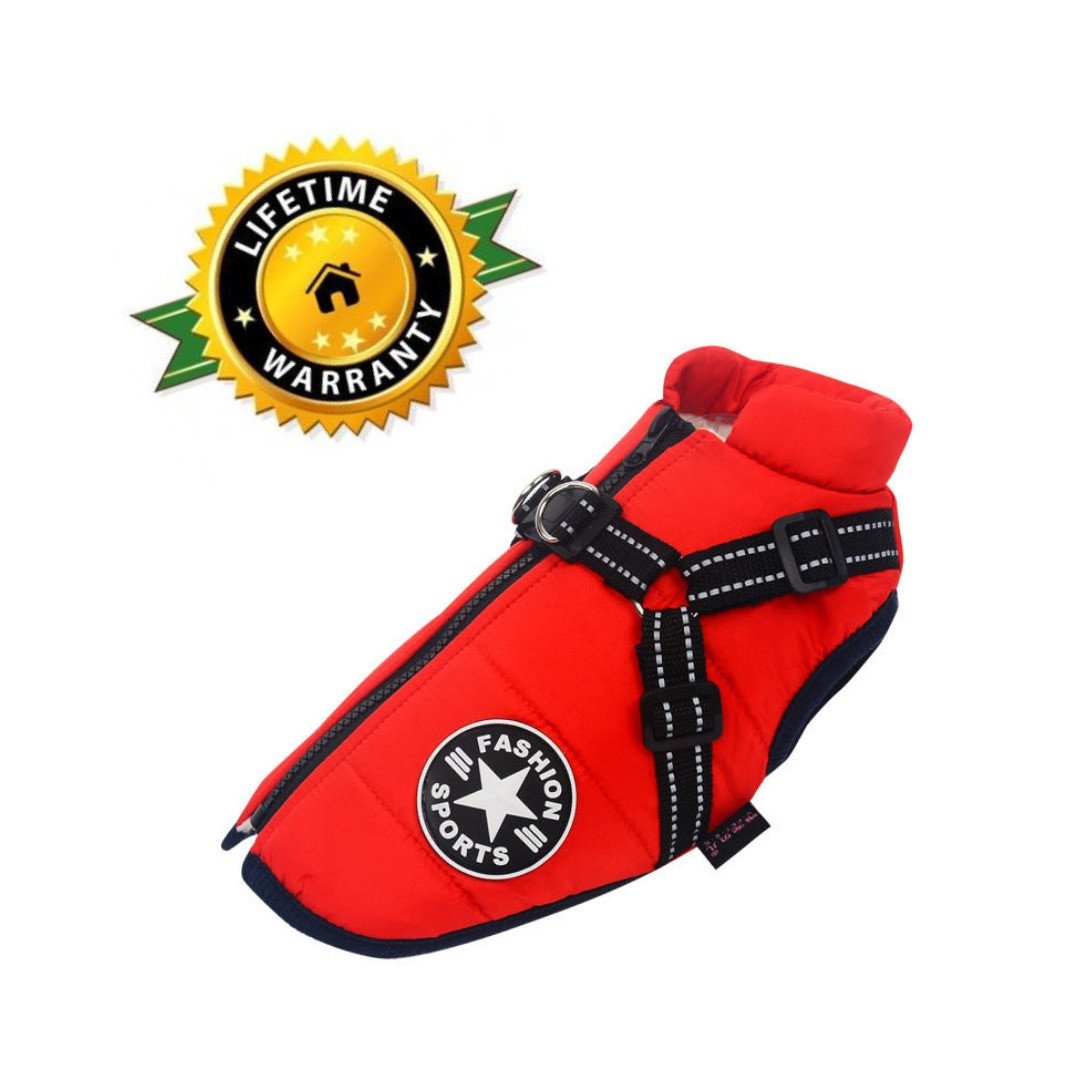 Waterproof Dog Winter Jacket with Integrated Harness